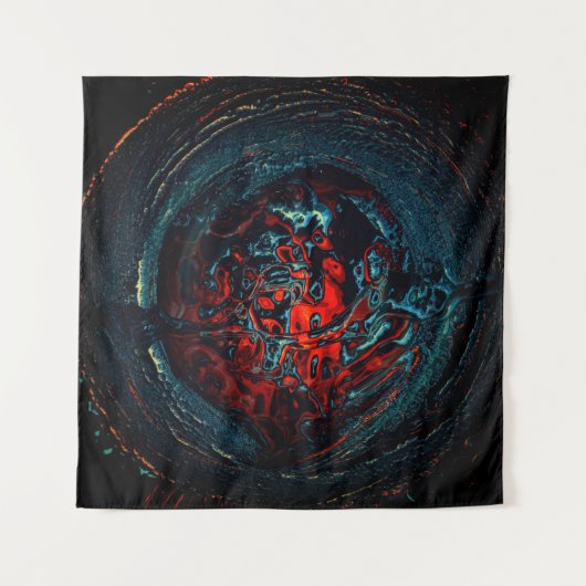 Ocean Inferno Rotes Glow Wandteppich (Vorderseite (Horizontal))