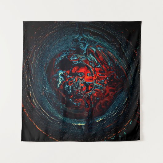 Ocean Inferno Rotes Glow Wandteppich (Vorderseite)