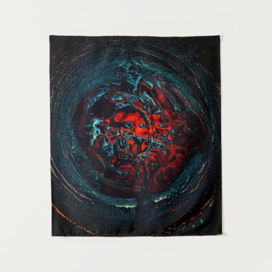 Ocean Inferno Rotes Glow Wandteppich (Vorderseite)