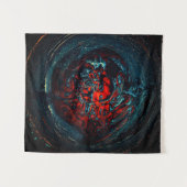 Ocean Inferno Rotes Glow Wandteppich (Vorderseite (Horizontal))