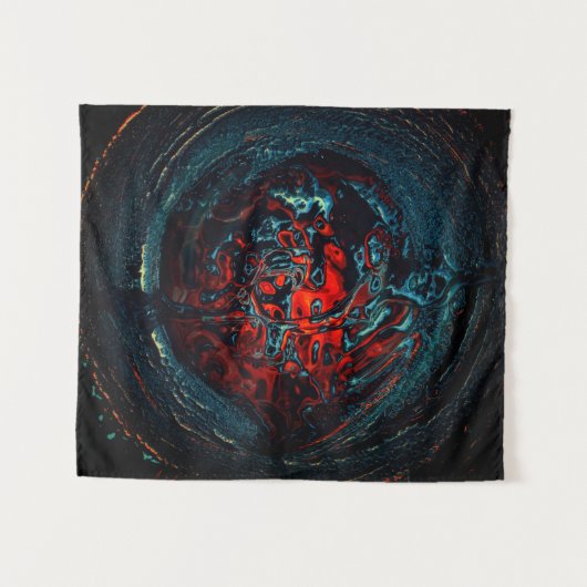 Ocean Inferno Rotes Glow Wandteppich (Vorderseite (Horizontal))