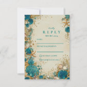 Ocean Inspired Seashell Wedding RSVP Karte (Vorderseite)