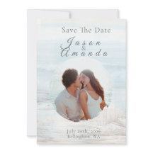 Ocean-Inspired Soft Blue Watercolor Save The Date