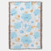 Ocean Inspiriert Paw Print Pattern mit Seepferden Decke (Vorderseite Vertikal)