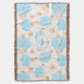 Ocean Inspiriert Paw Print Pattern mit Seepferden Decke (Vorderseite Vertikal)