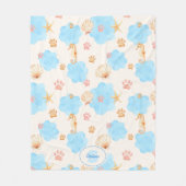 Ocean Inspiriert Paw Print Pattern mit Seepferden  Fleecedecke (Vorderseite)