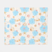 Ocean Inspiriert Paw Print Pattern mit Seepferden  Fleecedecke (Vorderseite (Horizontal))