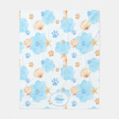 Ocean Inspiriert Paw Print Pattern mit Seepferden Fleecedecke (Vorderseite)