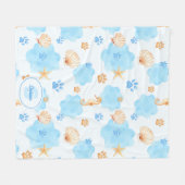 Ocean Inspiriert Paw Print Pattern mit Seepferden Fleecedecke (Vorderseite (Horizontal))
