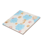 Ocean Inspiriert Paw Print Pattern mit Seepferden  Fliese (Seite)