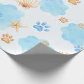 Ocean Inspiriert Paw Print Pattern mit Seepferden Geschenkpapier (Ecke)
