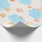 Ocean Inspiriert Paw Print Pattern mit Seepferden Geschenkpapier (Ecke)