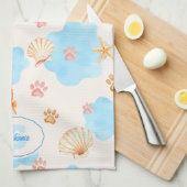 Ocean Inspiriert Paw Print Pattern mit Seepferden Geschirrtuch (Viertel Falte)