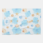 Ocean Inspiriert Paw Print Pattern mit Seepferden Geschirrtuch (Horizontal)
