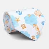 Ocean Inspiriert Paw Print Pattern mit Seepferden Krawatte (Gerollt)