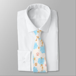 Ocean Inspiriert Paw Print Pattern mit Seepferden  Krawatte