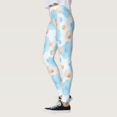 Ocean Inspiriert Paw Print Pattern mit Seepferden Leggings (Links)