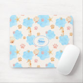 Ocean Inspiriert Paw Print Pattern mit Seepferden Mousepad (Mit Mouse)