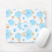 Ocean Inspiriert Paw Print Pattern mit Seepferden Mousepad (Mit Mouse)