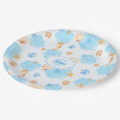 Ocean Inspiriert Paw Print Pattern mit Seepferden Pappteller (Schrägansicht)
