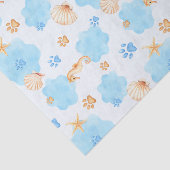 Ocean Inspiriert Paw Print Pattern mit Seepferden Seidenpapier (Ausschnitt)