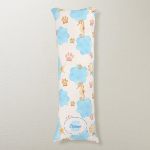 Ocean Inspiriert Paw Print Pattern mit Seepferden  Seitenschläferkissen