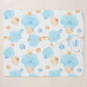 Ocean Inspiriert Paw Print Pattern mit Seepferden Sherpadecke (Vorderseite (Horizontal))