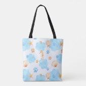 Ocean Inspiriert Paw Print Pattern mit Seepferden Tasche (Rückseite)