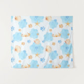 Ocean Inspiriert Paw Print Pattern mit Seepferden Wandteppich (Vorderseite (Horizontal))