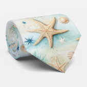 Ocean Inspiriert Starfish & Seashells Beach Thema Krawatte (Gerollt)