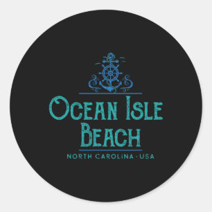 Ocean Isle Beach North Carolina Nautisches Design  Runder Aufkleber