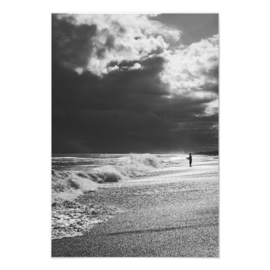 Ocean Isle North Carolina Fisherman Black & White Fotodruck (Vorne)