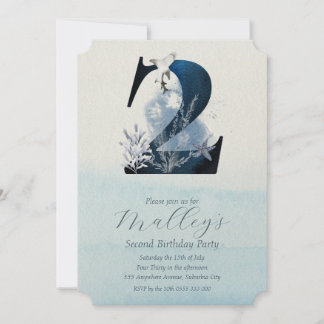 Ocean Jellyfish Age Number Two 2 Birthday Einladun Einladung