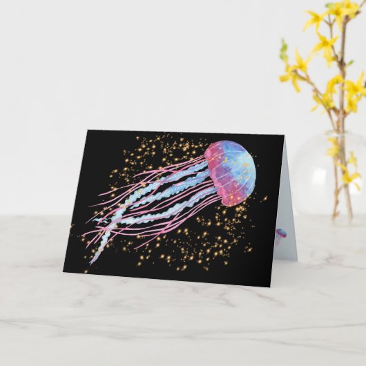 Ocean Jellyfish Sparkle Geburtstag Karte (Gelbe Blume)