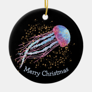 Ocean Jellyfish Sparkle Weihnachten Keramik Ornament