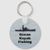 Ocean Kayak Fischen Schwarze Silhouette Kajak Blau Schlüsselanhänger (Vorderseite)