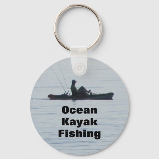 Ocean Kayak Fischen Schwarze Silhouette Kajak Blau Schlüsselanhänger (Vorderseite)