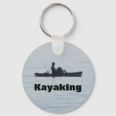 Ocean Kayak Fischen Schwarze Silhouette Kajak Blau Schlüsselanhänger (Rückseite)