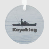 Ocean Kayak Fishing Black Silhouette Kayaking Blue Ornament (Rückseite)
