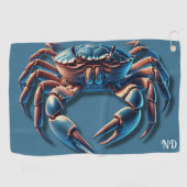 Ocean King Crab Initialen Golfhandtuch (Horizontal)