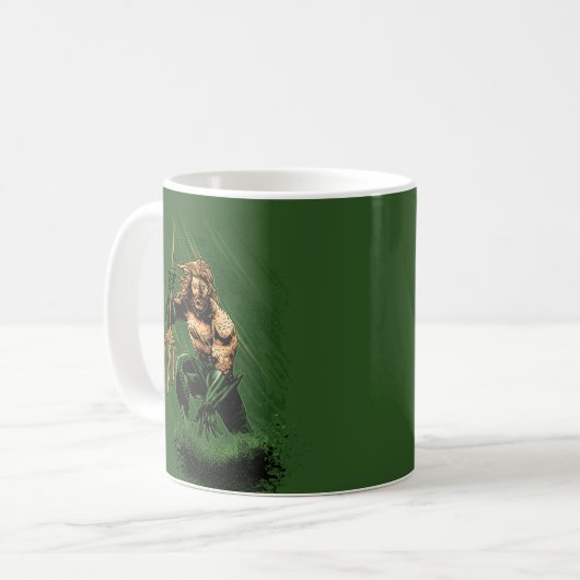 Ocean King Trident Warrior Dynamic Comic Art Kaffeetasse (Vorderseite Links)