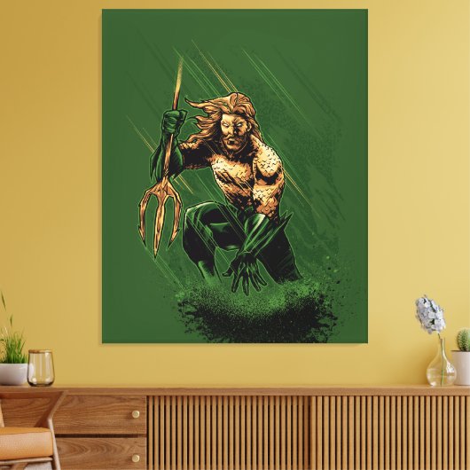 Ocean King Trident Warrior Dynamic Comic Art Leinwanddruck (Insitu (Wohnzimmer))