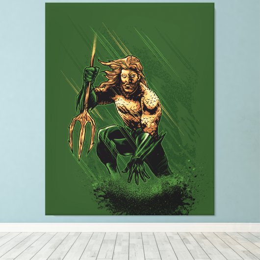 Ocean King Trident Warrior Dynamic Comic Art Leinwanddruck (Insitu (Holzboden))
