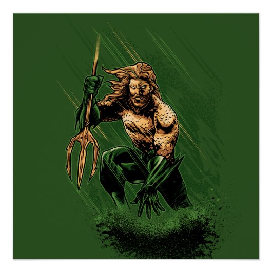 Ocean King Trident Warrior Dynamic Comic Art Poster (Vorderseite)