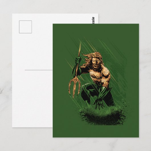 Ocean King Trident Warrior Dynamic Comic Art Postkarte (Vorne/Hinten)
