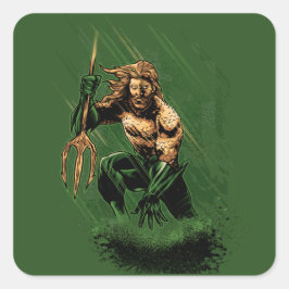 Ocean King Trident Warrior Dynamic Comic Art Quadratischer Aufkleber