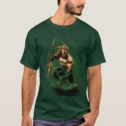 Ocean King Trident Warrior Dynamic Comic Art T-Shirt (Vorderseite)