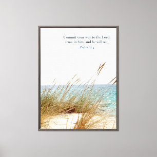 Ocean Landscape Bible Verse Psalm 37 Leinwanddruck