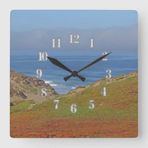 Ocean Landscape Photo Pacific Coast Beach Quadratische Wanduhr