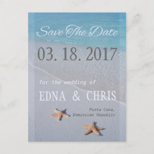 Ocean Liebe Beach Starfish Foto Save the Date Ankündigungspostkarte